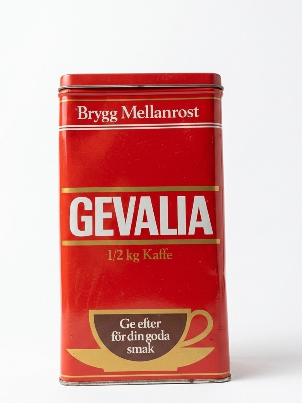 Vintage Gevalia Kaffe Red Coffee Storage Tin Canister Swedish Retro